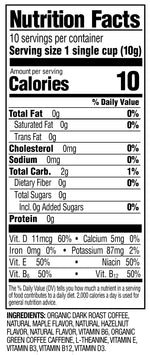 SuperCoffee nutrition label